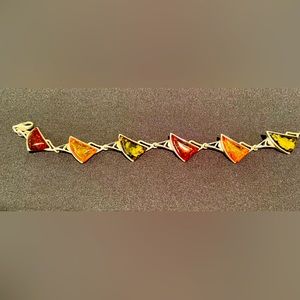 Silver and Amber bracelet. Gently used.